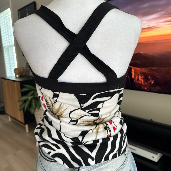 Zebra Print Women's Top with Floral Design - Picture 6 of 6